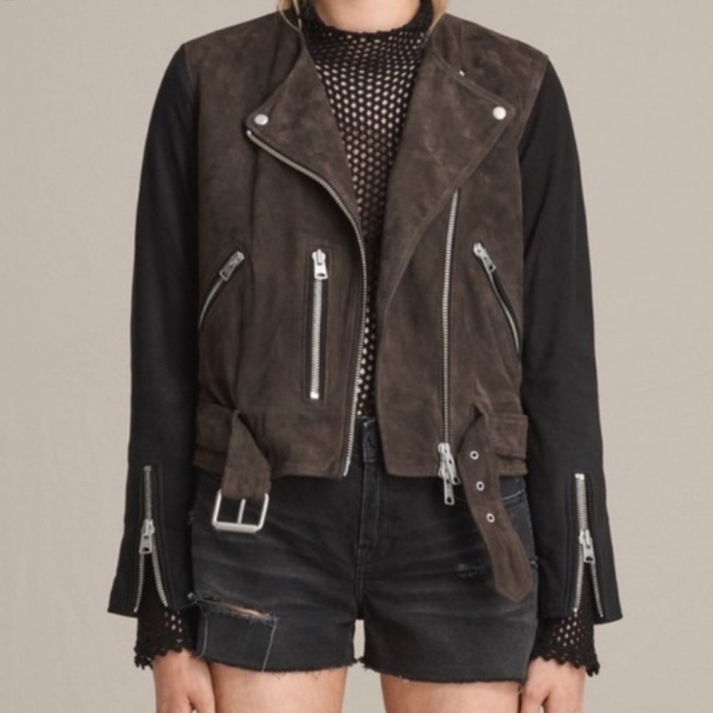 All Saints Suede Biker Jacket S - Picture 4 of 13